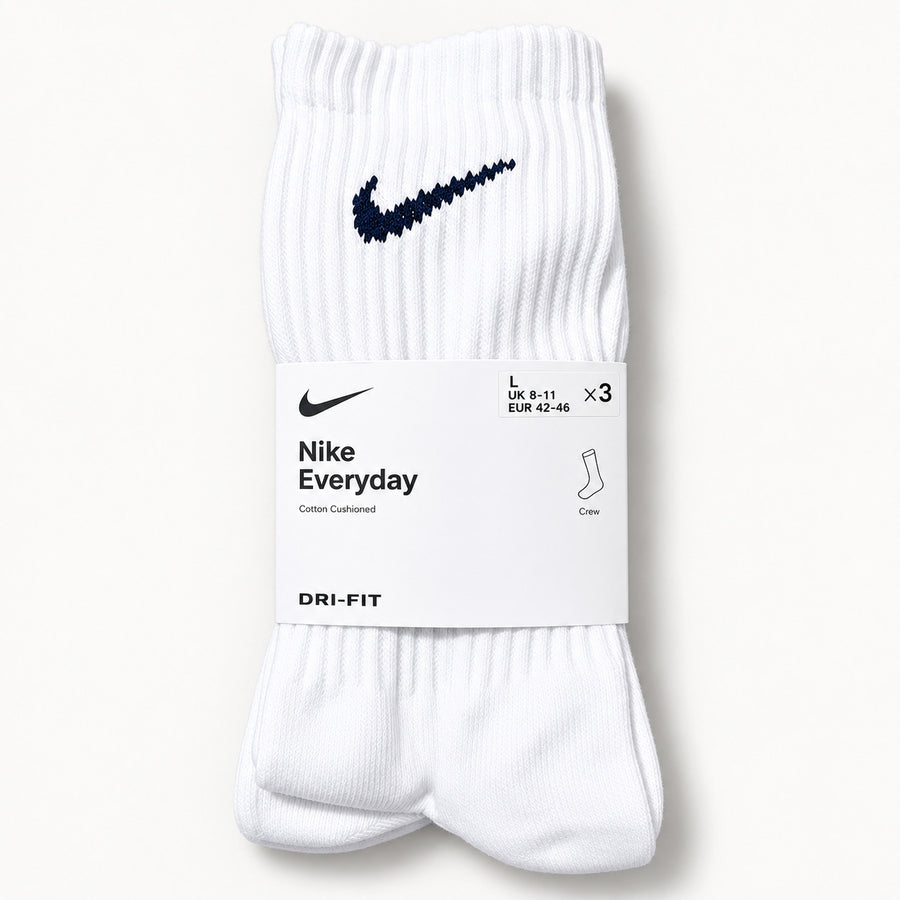 Nike Everyday Cushioned Crew Socks 3 Pack Black & White Available