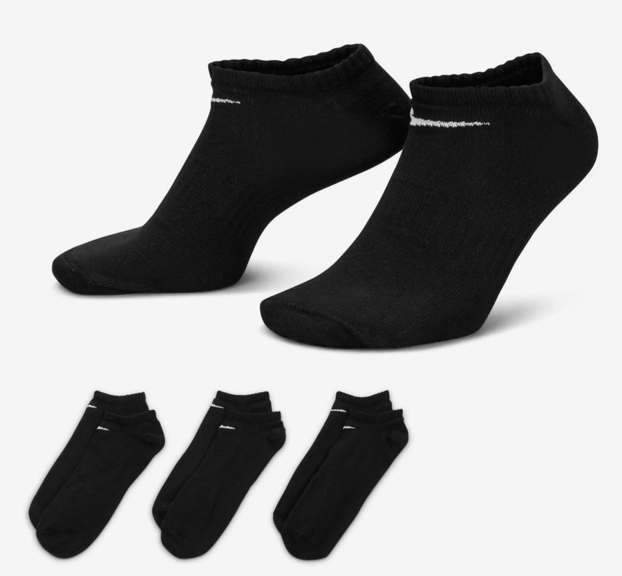 Nike Everyday No-Show Socks 3 Pack Black & White